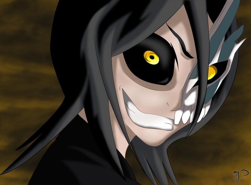 Anime Character with Yellow Eyes — Black, Dramatic, Digital Art