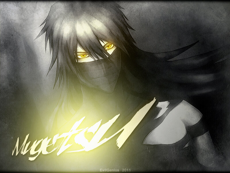 Anime Character with Yellow Eyes — Black, Dramatic, Manga