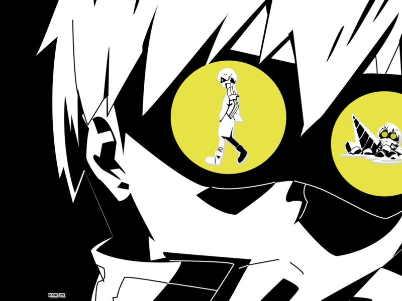 Anime Character with Yellow Eyes — Black, Dramatic, Manga, Yellow Circles
