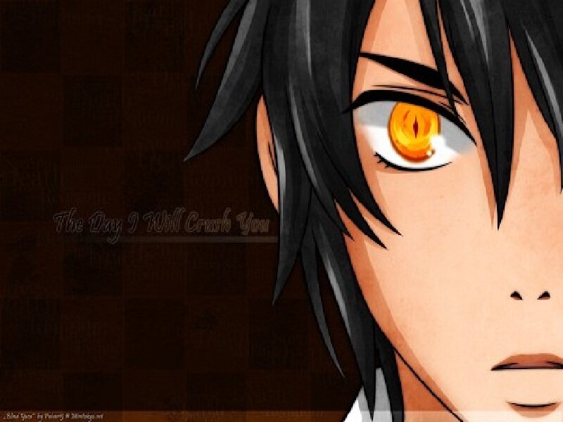 Anime Character with Yellow Eyes — Black, Dramatic
