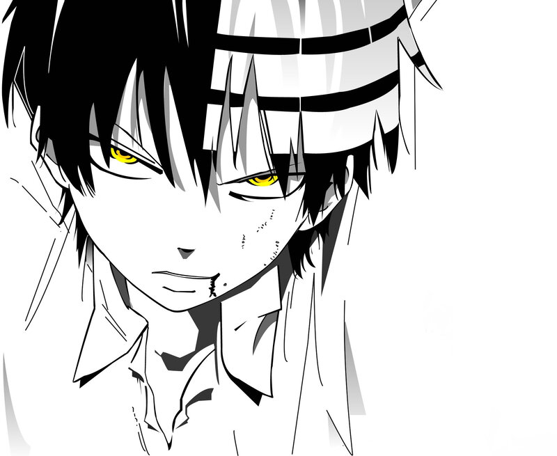 Anime Character with Yellow Eyes — Black, Intense, Manga, Yellow Eyes