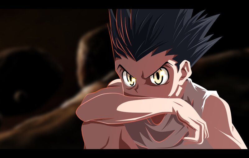 Anime Character with Yellow Eyes — Black, Intense, Spiky Hair