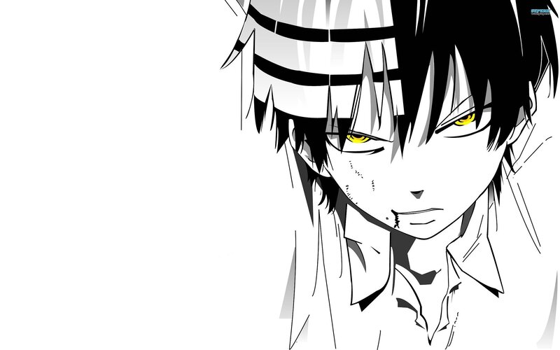 Anime Character with Yellow Eyes — Black, Intense