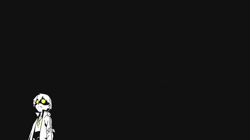 Anime Character with Yellow Eyes — Black, Minimalist
