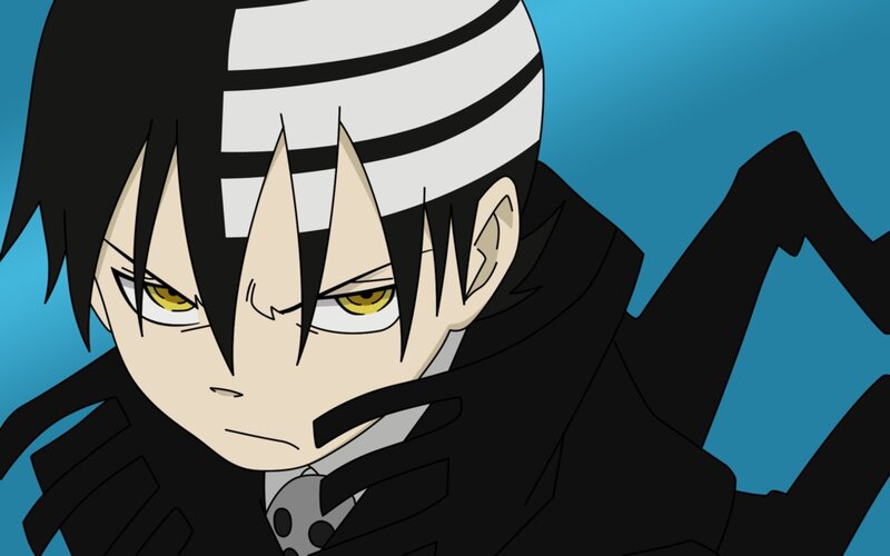 Anime Character with Yellow Eyes — Blue, Intense