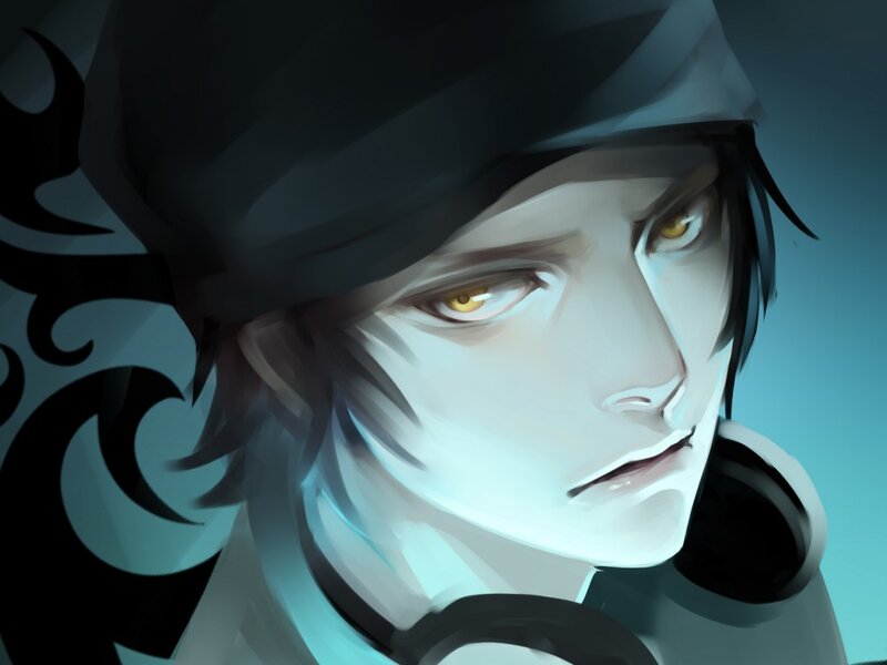 Anime Character with Yellow Eyes — Blue