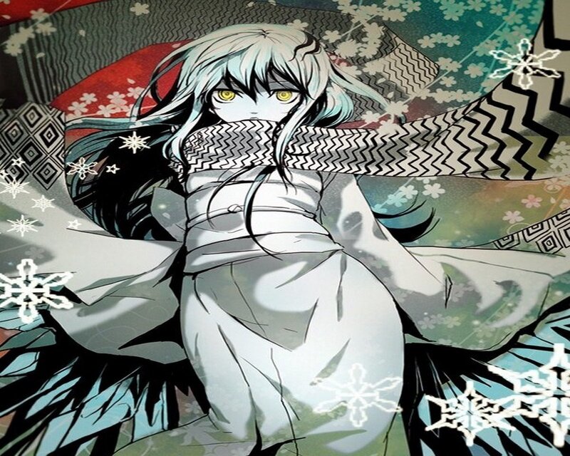 Anime Character with Yellow Eyes — White