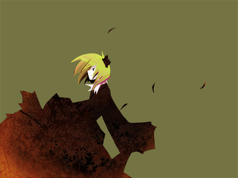 Anime Character with Yellow Hair — Olive Green