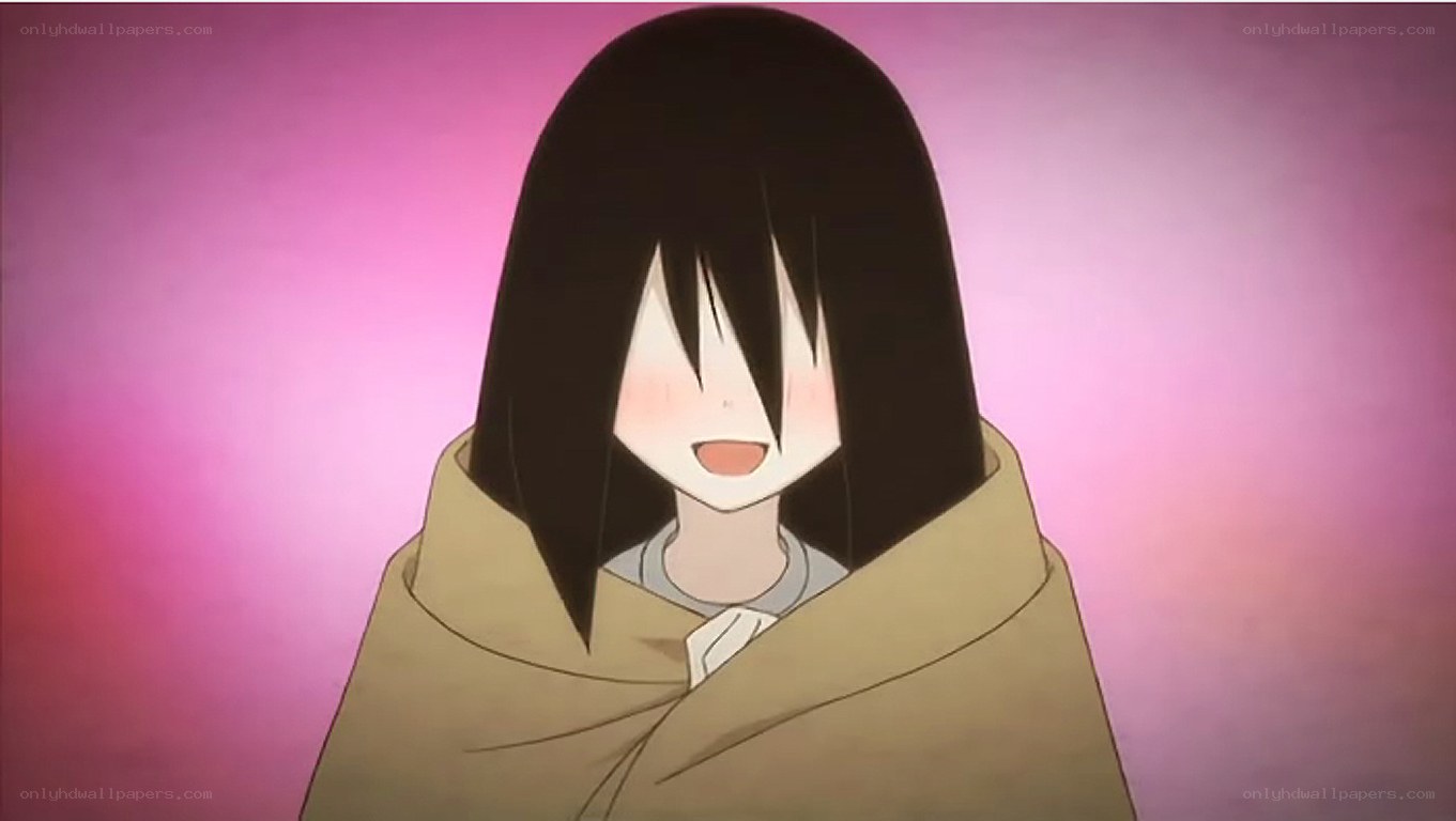 anime character wrapped in blanket