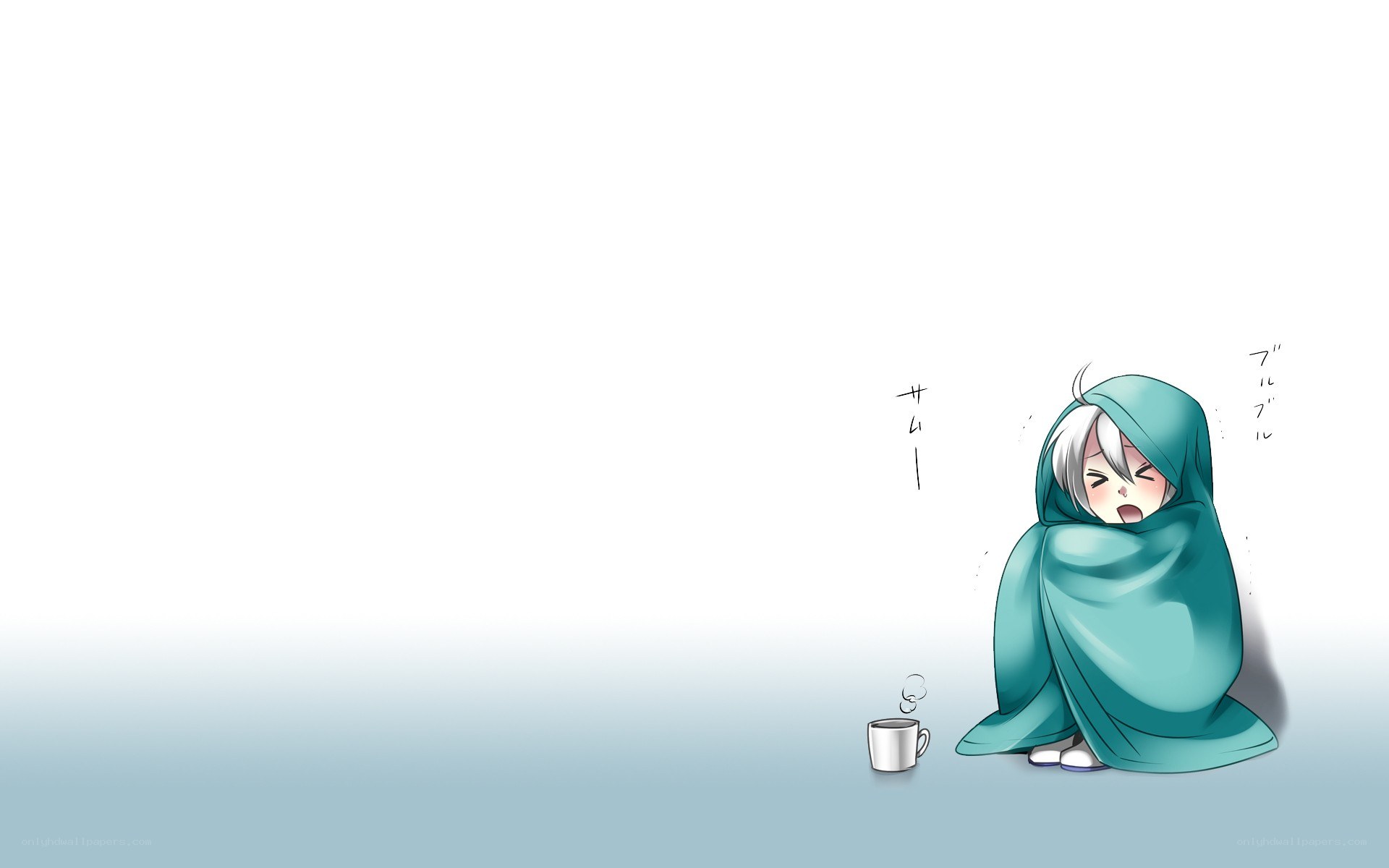 anime character wrapped in blanket