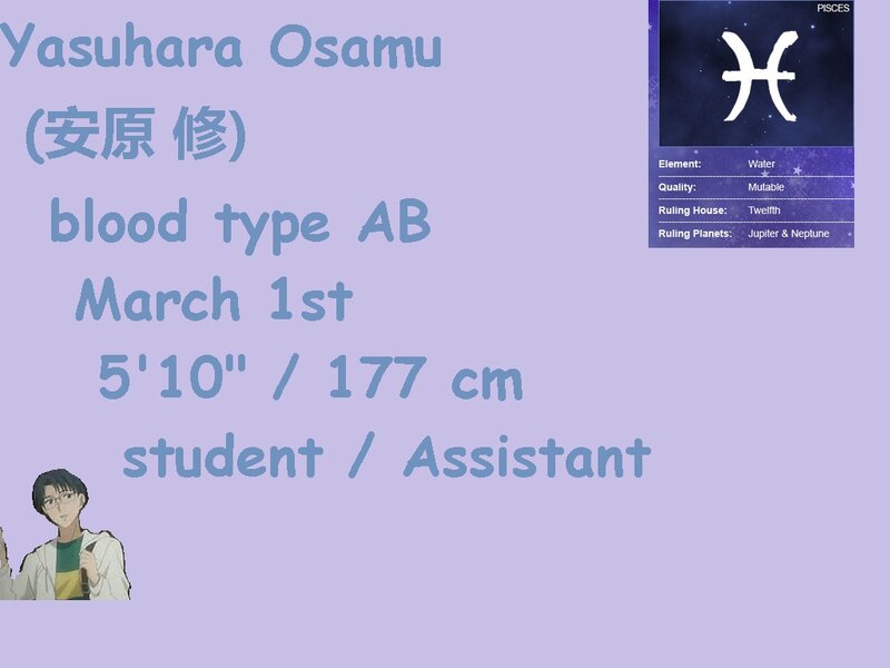 Anime Character Yasuhara Osamu