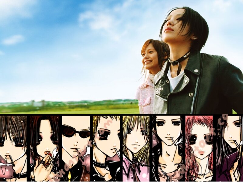 anime characters and live-action scene