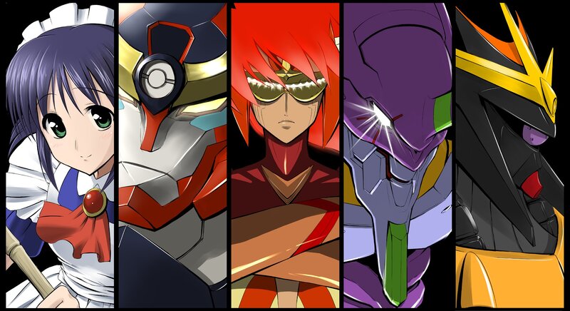 Anime Characters and Mechs — Purple, Dramatic, Mecha