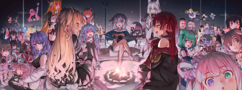 Anime Characters Around Campfire