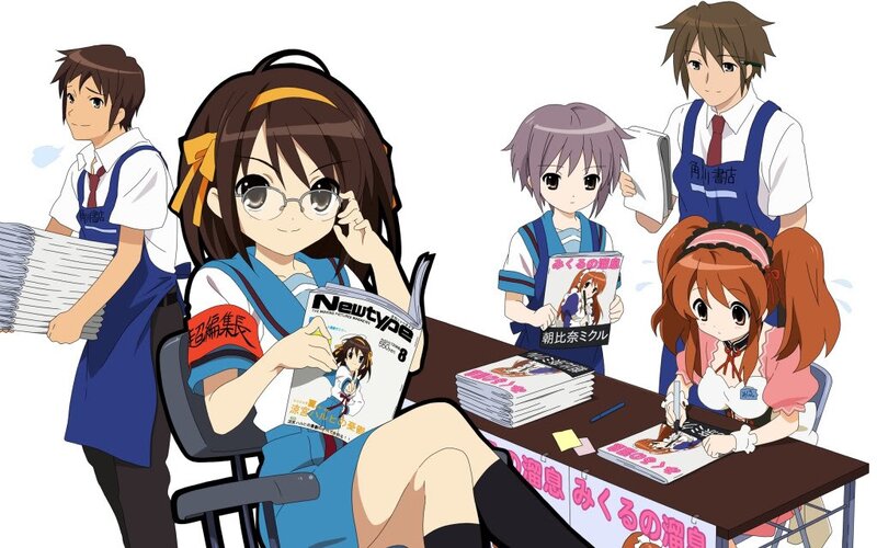 Anime characters at a book event