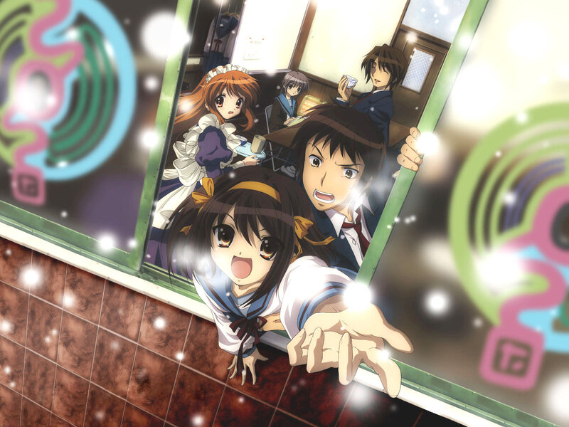 Anime characters at a cafe