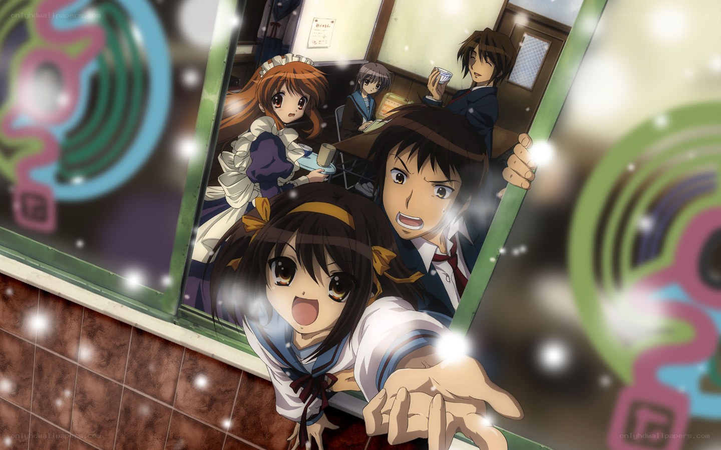 anime characters at a cafe