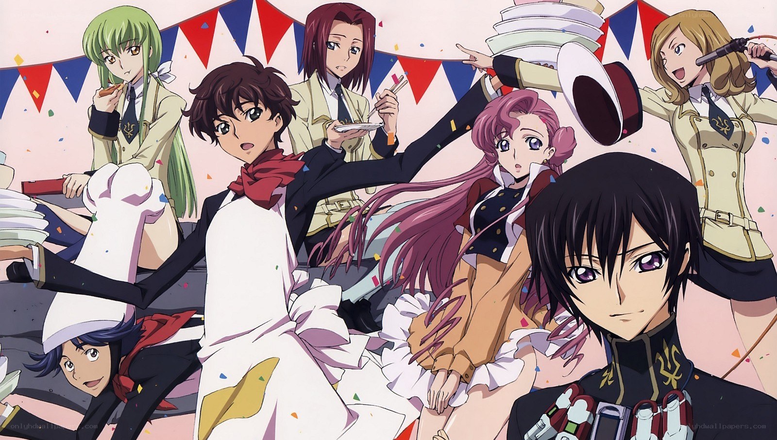 anime characters at a celebration