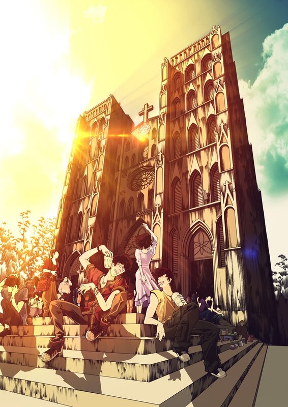 Anime characters at a church