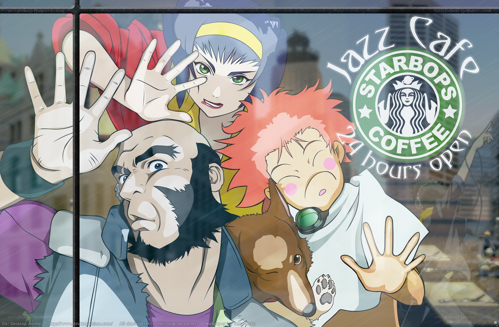 Anime characters at a coffee shop