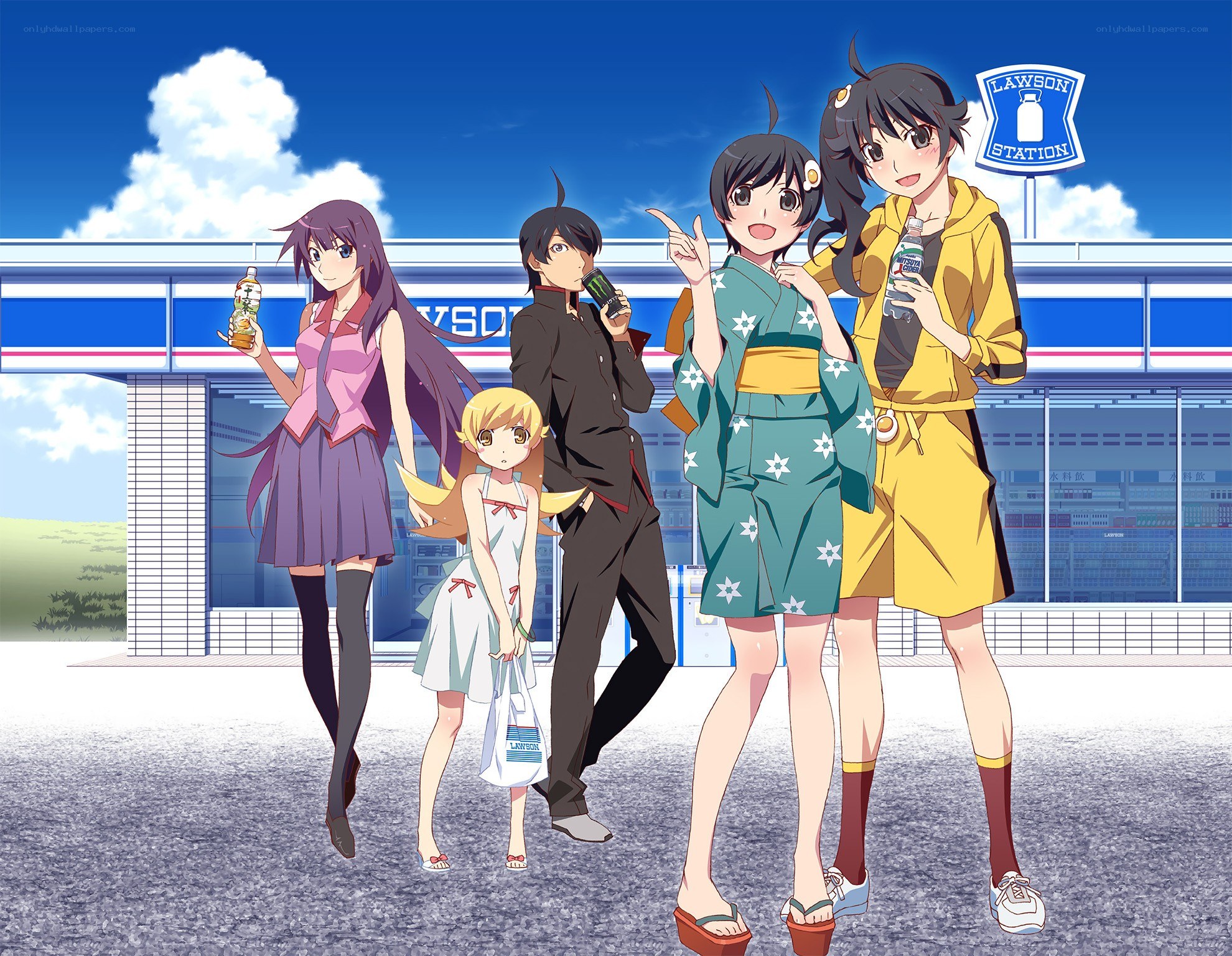 Anime characters at a convenience store