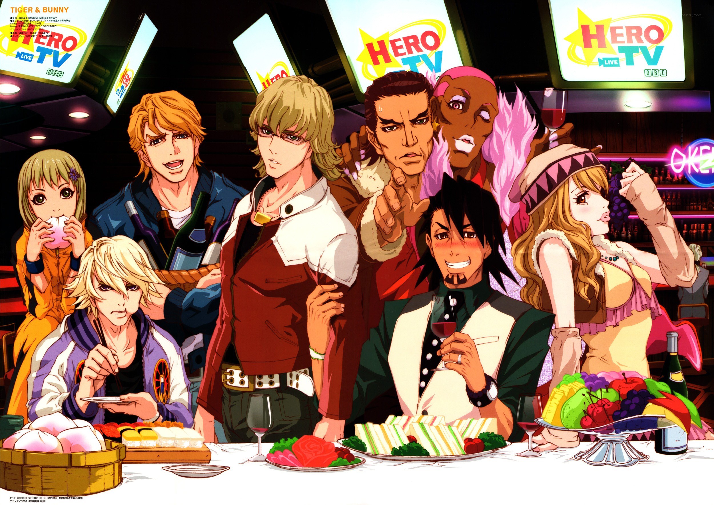 Anime characters at a dinner party