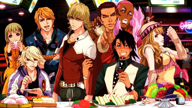 Anime Characters at a Dinner Table — Black