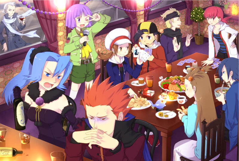 Anime Characters at a Dinner Table — Purple