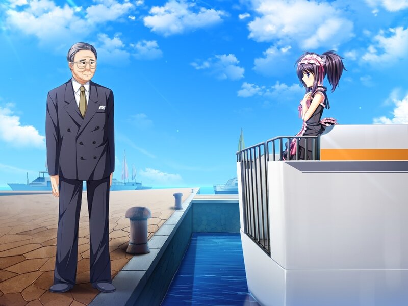 Anime characters at a dock