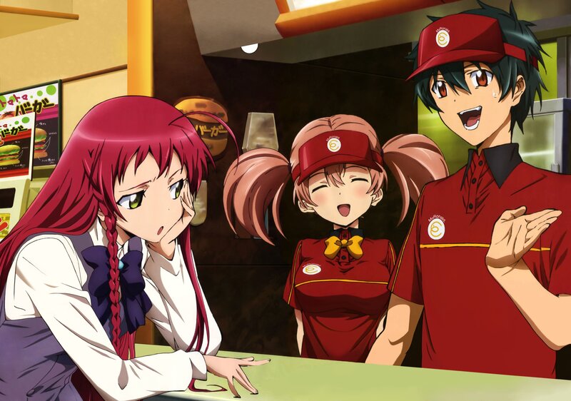 Anime characters at a fast food restaurant