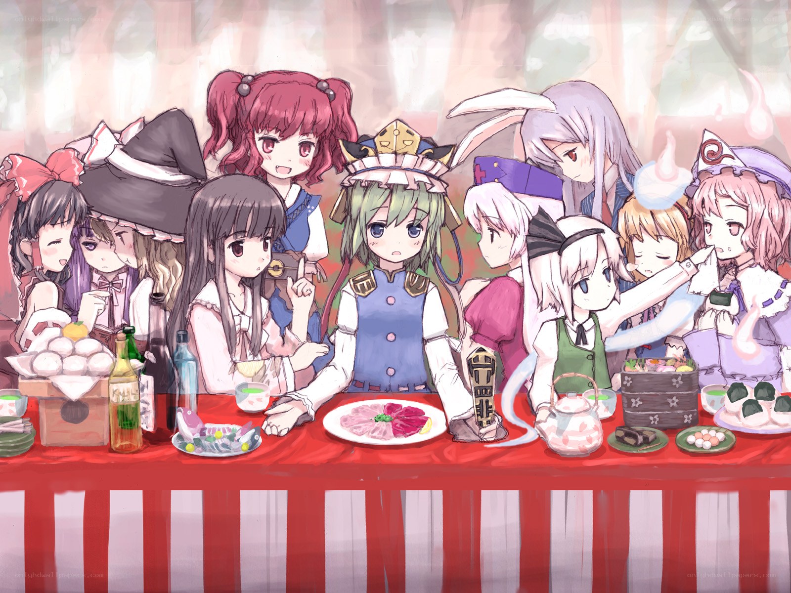 anime characters at a feast