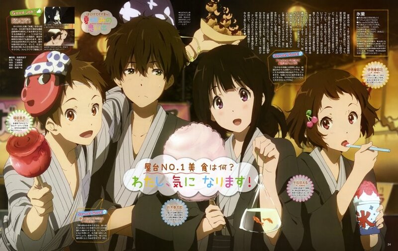 Anime characters at a festival