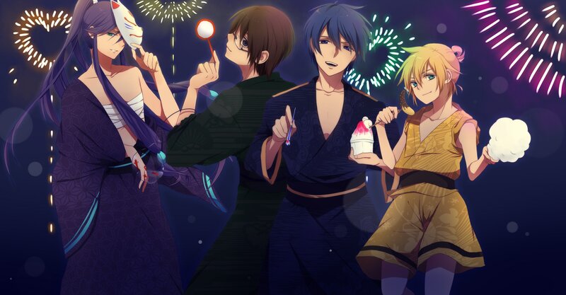 Anime characters at a festival