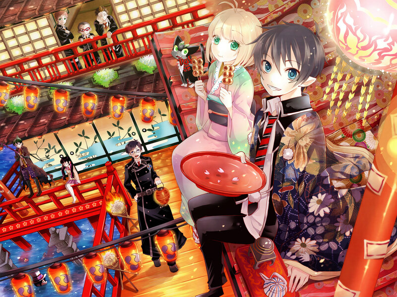 Anime characters at a festival