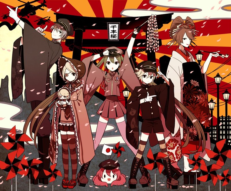 Anime characters at a festival