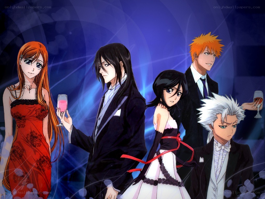 anime characters at a formal event