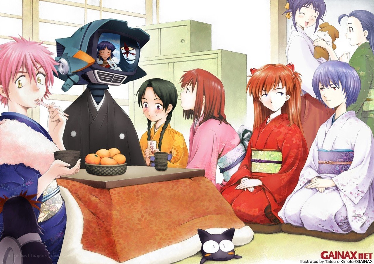 Anime characters at a meal