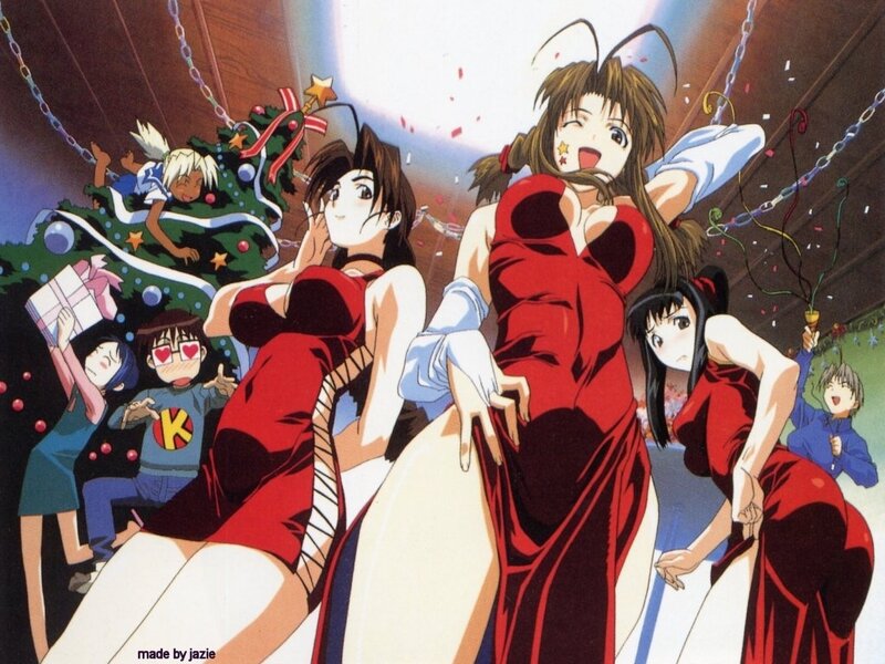 anime characters at a party