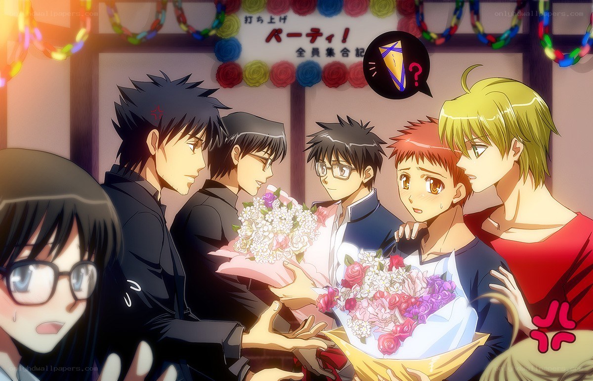 Anime characters at a party