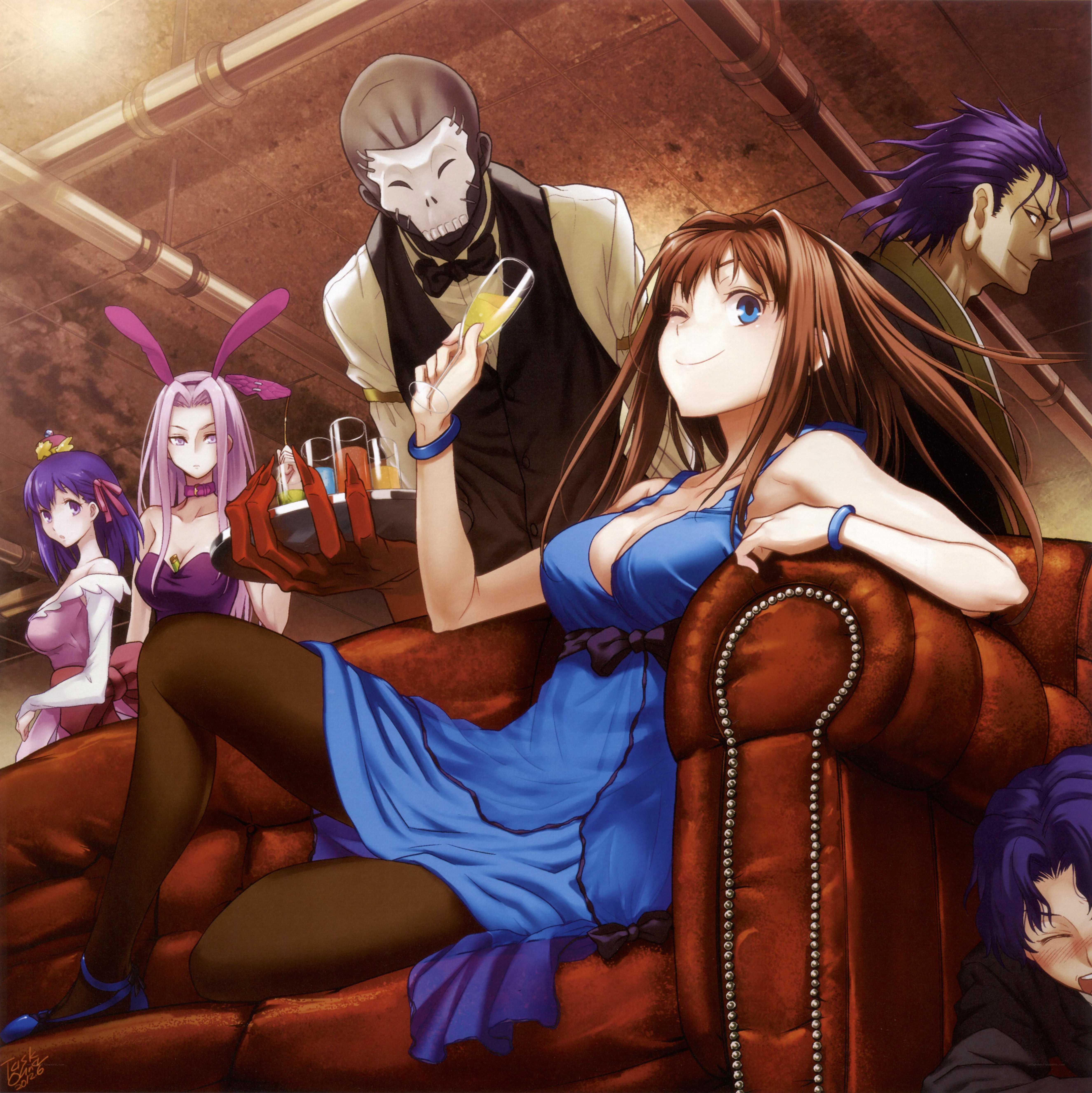 Anime characters at a party