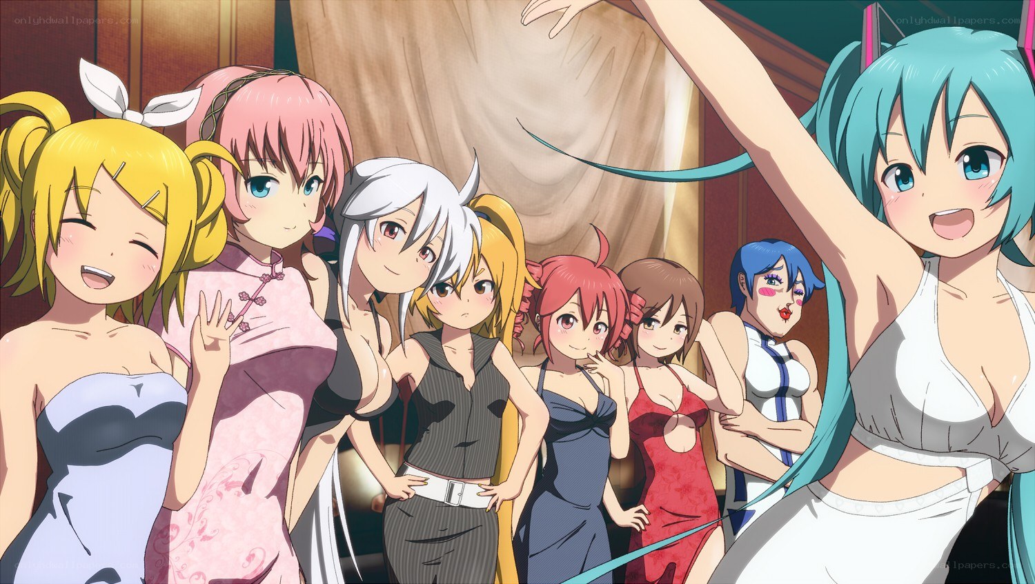 anime characters at a party