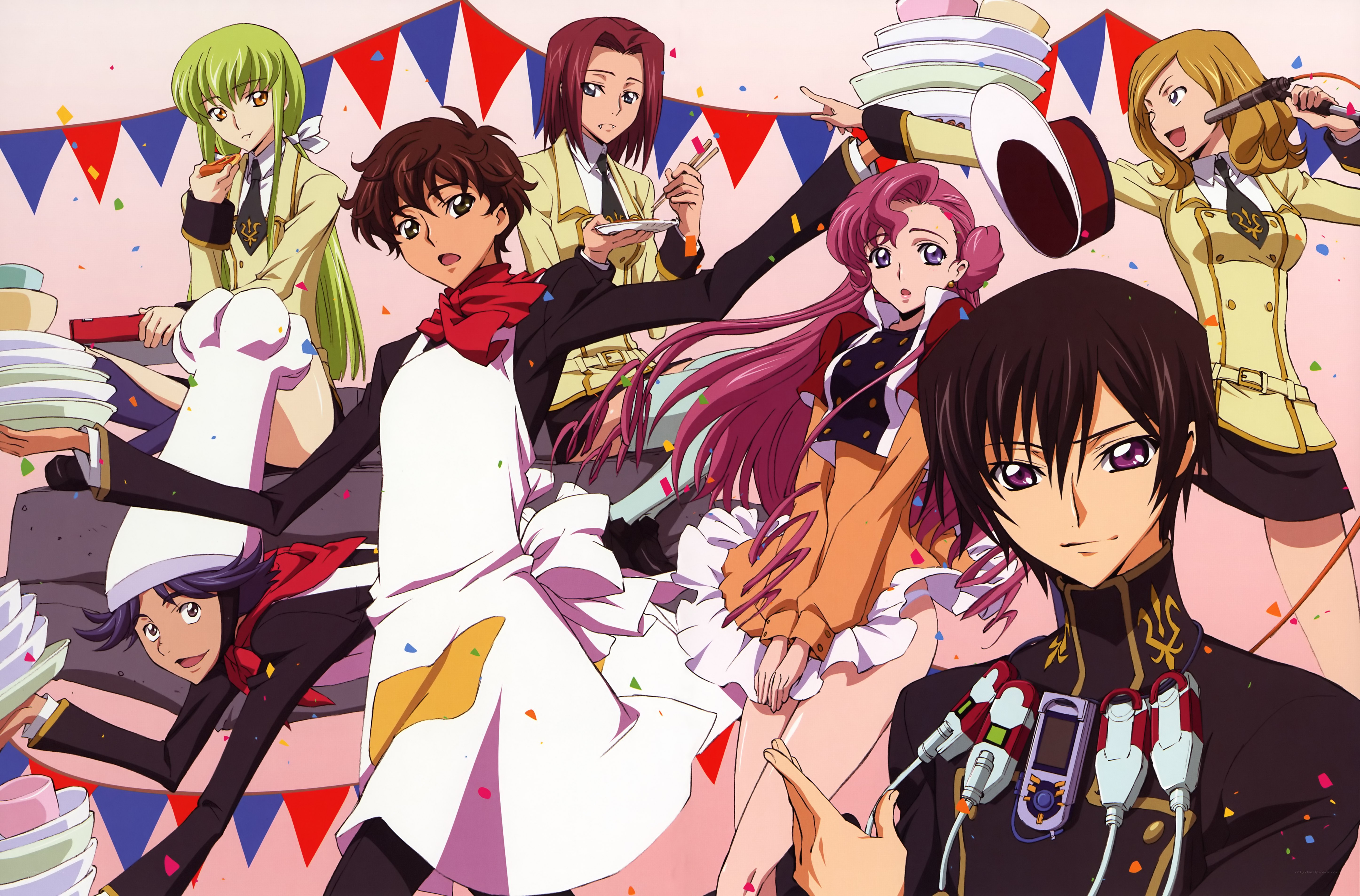 anime characters at a party