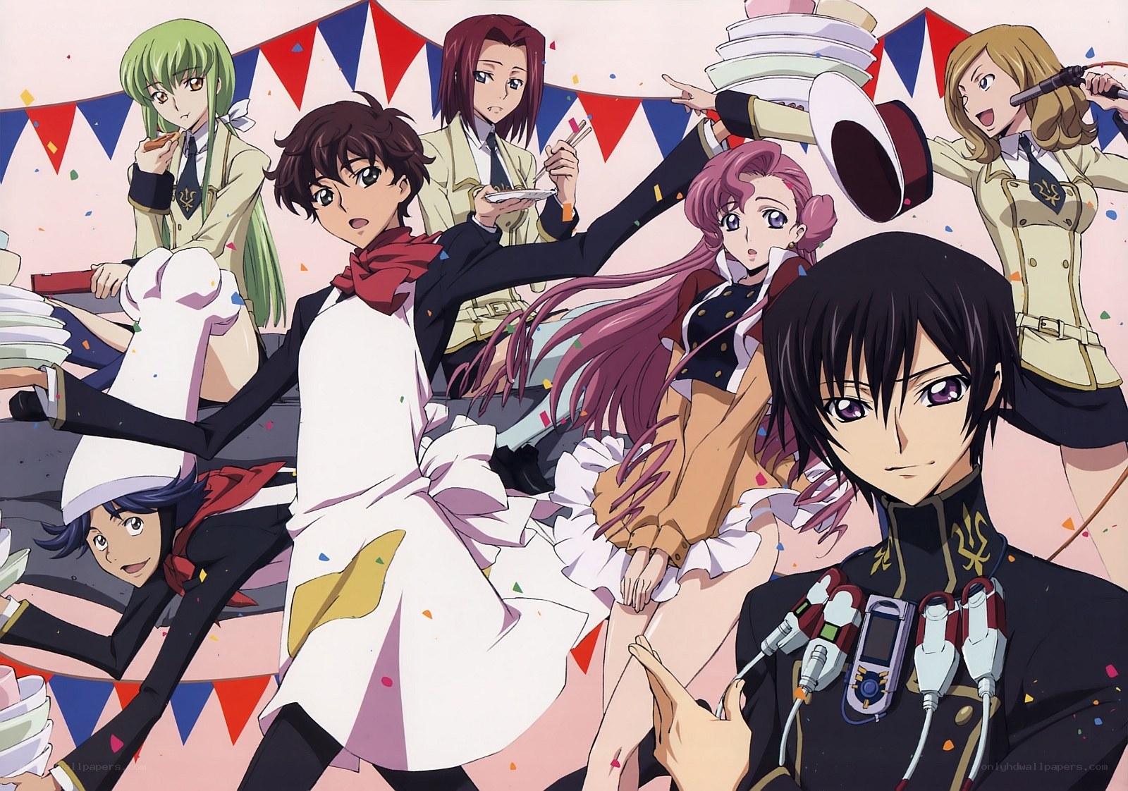 anime characters at a party