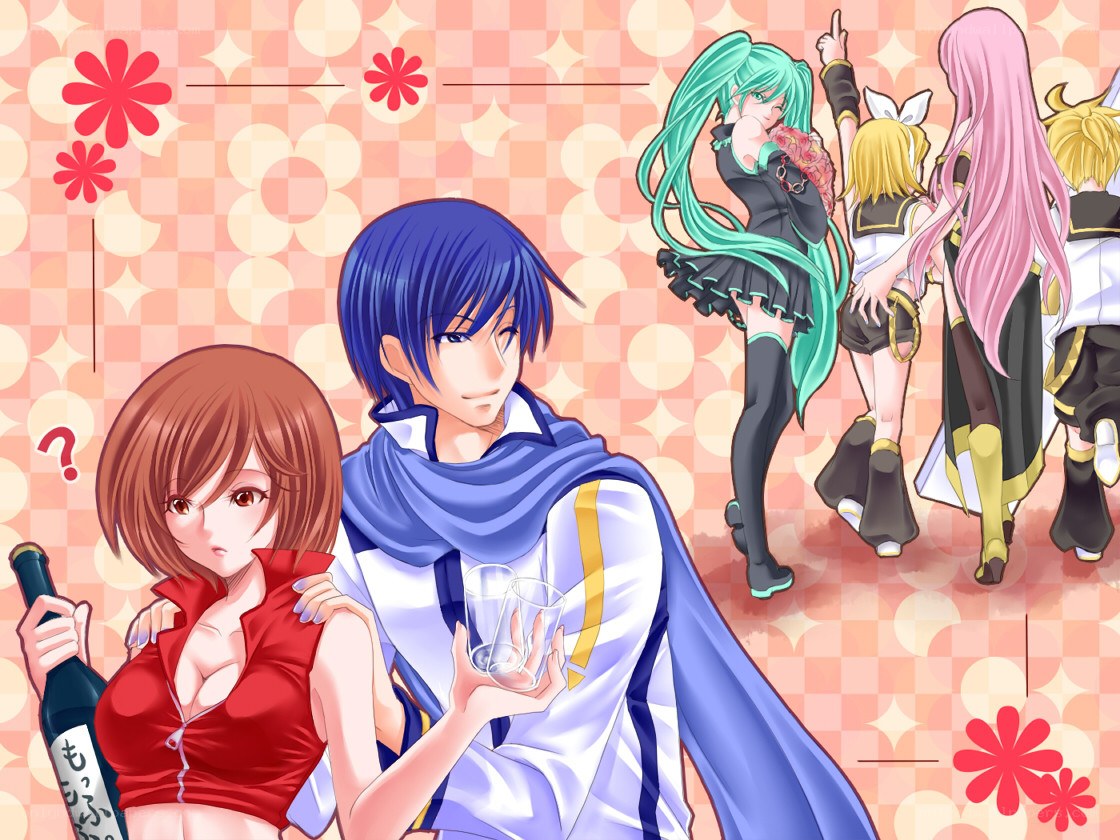 Anime characters at a party