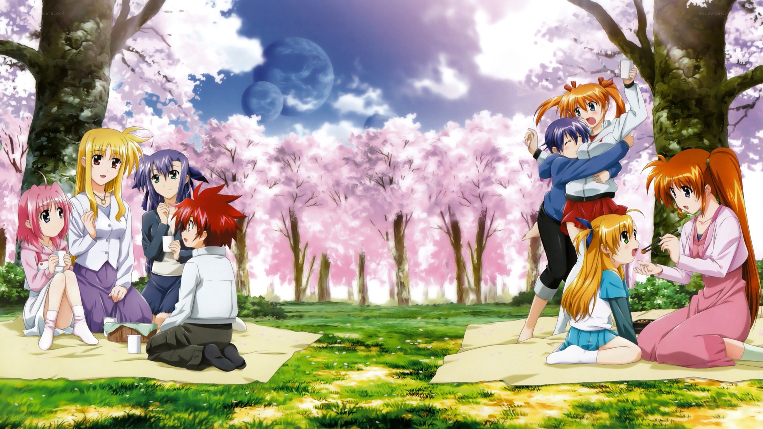 Anime characters at a picnic