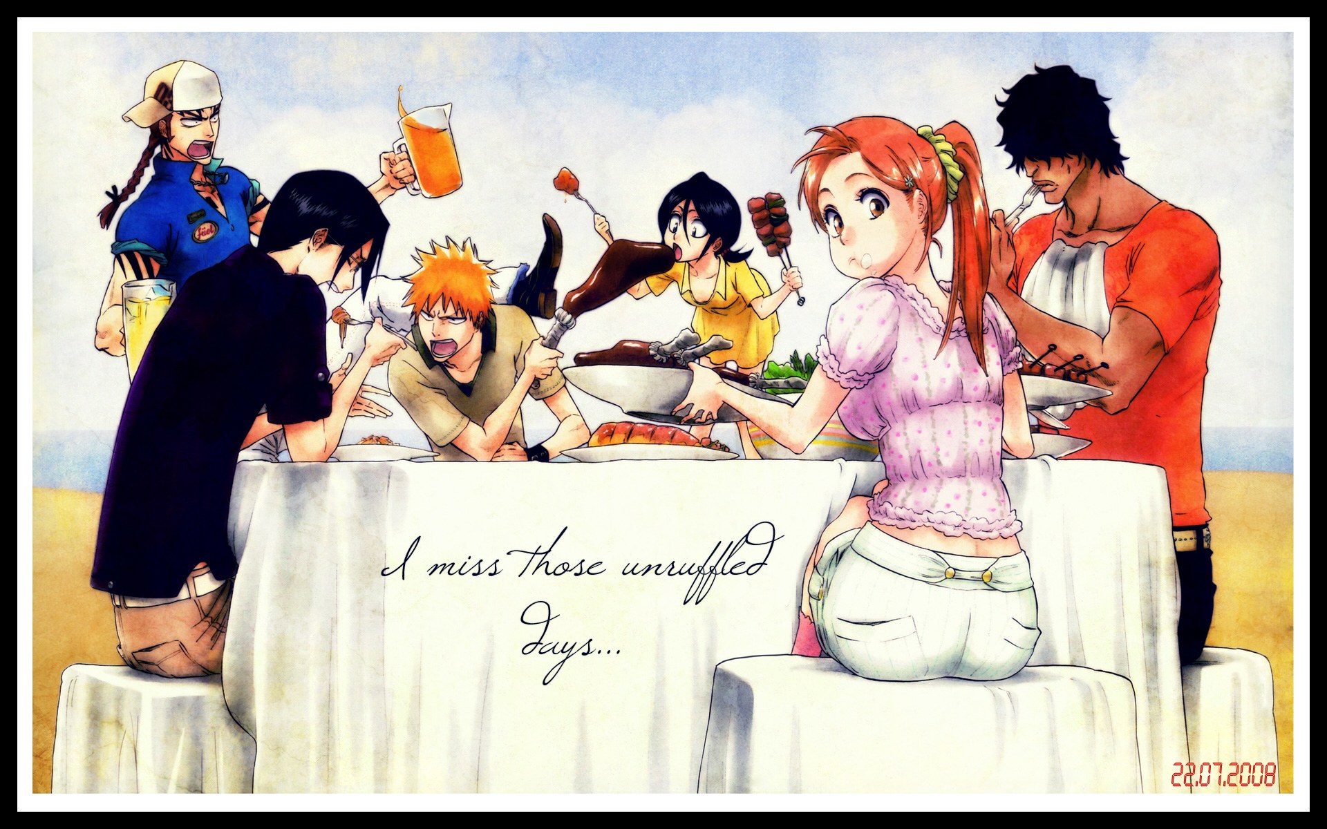 anime characters at a picnic