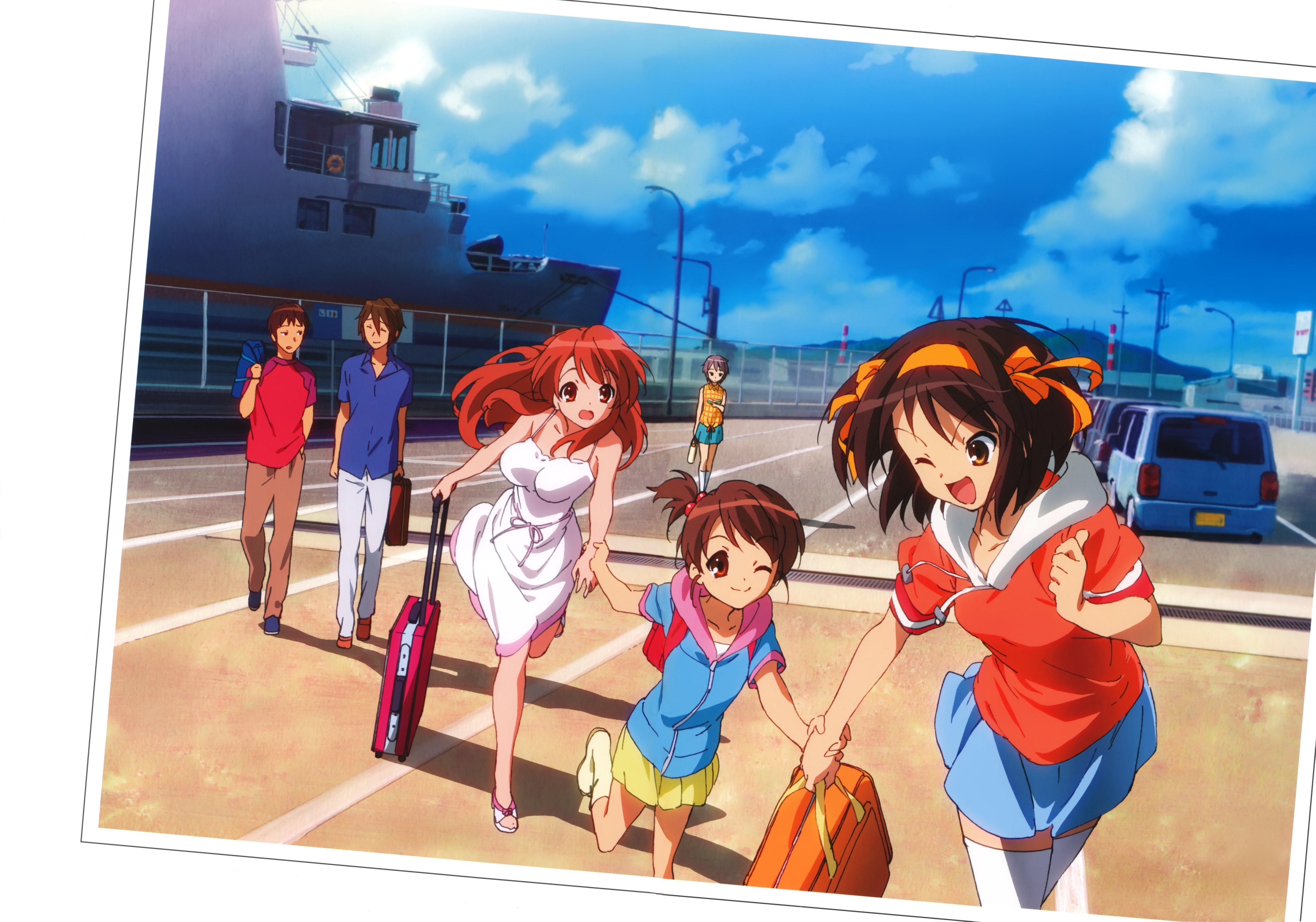 anime characters at a port