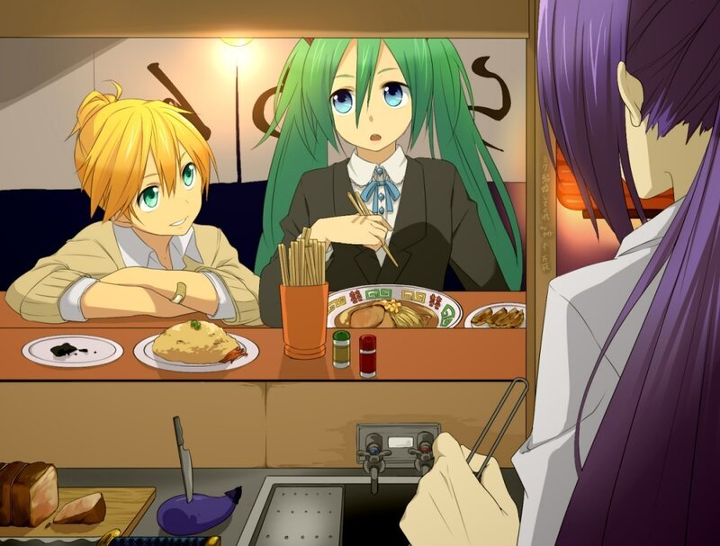 Anime characters at a ramen shop