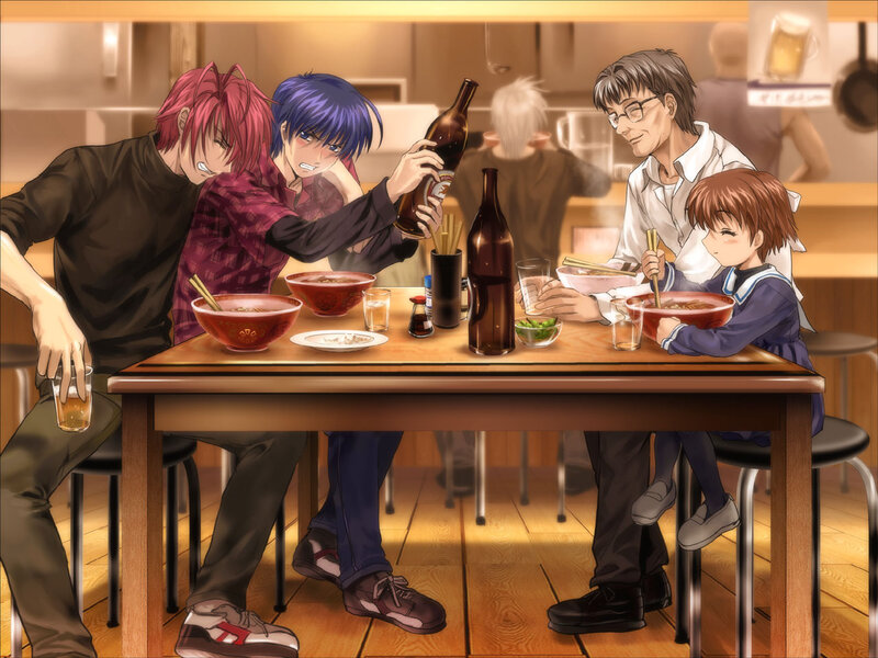 anime characters at a ramen shop