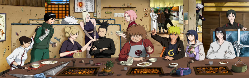 Anime Characters at a Restaurant — Brown, Lively